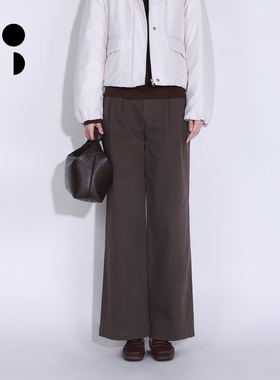 WZWJ/未知未觉时尚复古直筒宽松松弛感咖色休闲裤女W542K11675