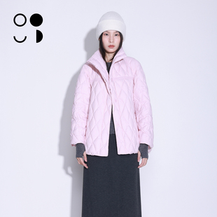 WZWJ/未知未觉短款立领宽松长袖菱形格轻薄羽绒服女W542Y16510