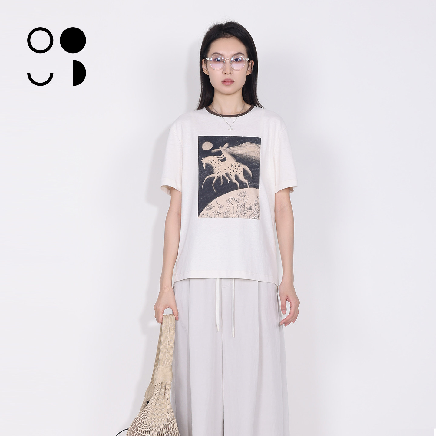 WZWJ/未知未觉夏季T恤女复古印花宽松休闲短袖上衣W624T19628