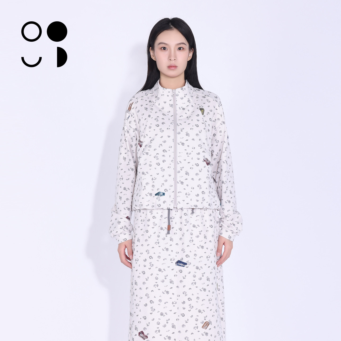 WZWJ/未知未觉趣味满印短外套女立领拉链休闲夹克上衣W632W49212图片