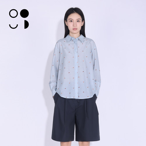 WZWJ/未知未觉碎花刺绣衬衫女透气垂感宽松长袖上衣W631C13543