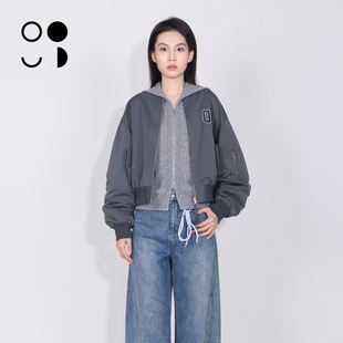 WZWJ/未知未觉时尚短款宽松长袖字母刺绣棒球服外套女W611W26632