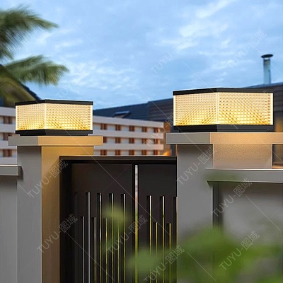 太阳能柱头灯庭院大门灯门柱灯户外围墙灯防水柱子灯别墅大门柱灯