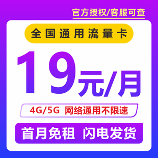 全国流量卡无线限流量卡全国通用大王5G手机卡电话卡纯流量上网卡