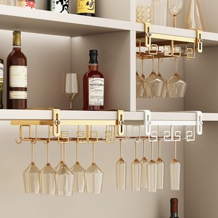 轻奢高档红酒杯架倒挂免打孔悬挂高脚杯架子置物收纳家用酒柜摆件