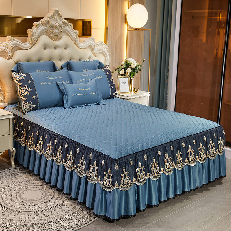 高颜值床裙三件套贡缎真丝床罩单件加厚夹棉春夏季床套防滑床单盖,床上用品,床裙,淘宝优惠券,粉丝福利购,淘宝优惠卷