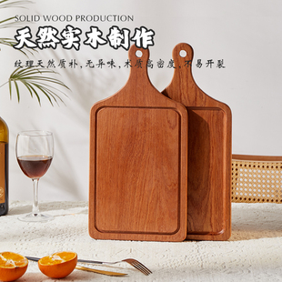 家用切菜板小水果板乌檀木实木砧板面包托披萨牛排厨房案板西餐盘