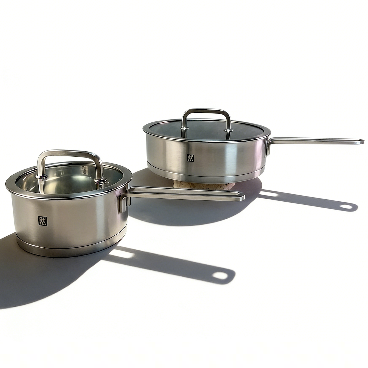 双立人Moment煎炒锅家用平底不锈钢奶锅炖锅无涂层辅食锅24/16cm