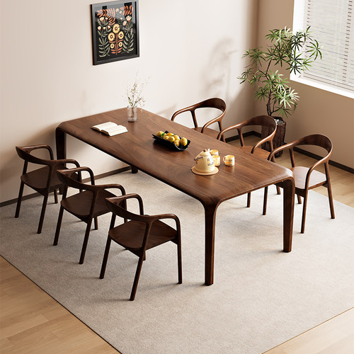 黑胡桃木实木长方形茶桌