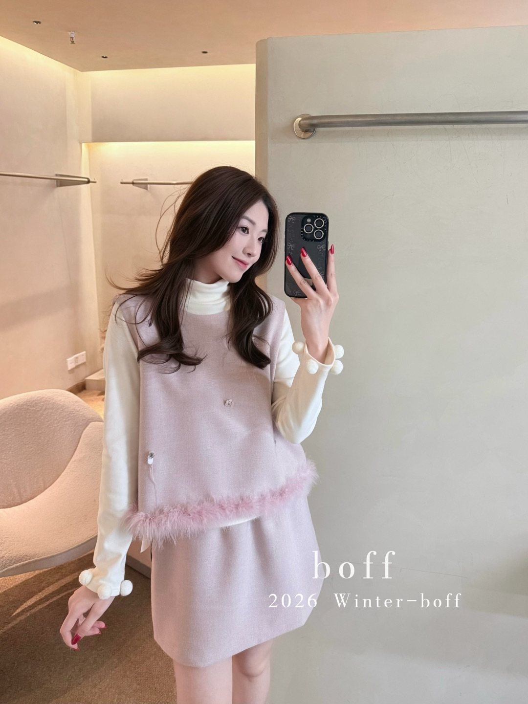 年服系列～高级感小香风套装毛边马甲+裙子两件套秋冬气质精致感,女装/女士精品,时尚套装,淘宝优惠券,粉丝福利购,淘宝优惠卷