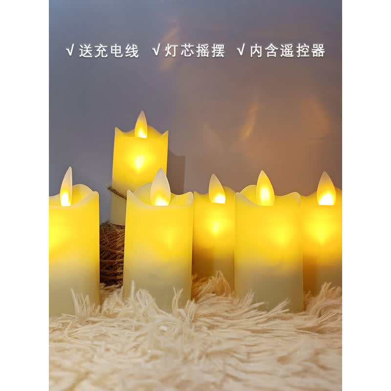 小直径可充电灯芯摇摆Led数码蜡烛灯Abs塑料浪漫灯笼蜡烛4X8Cm
