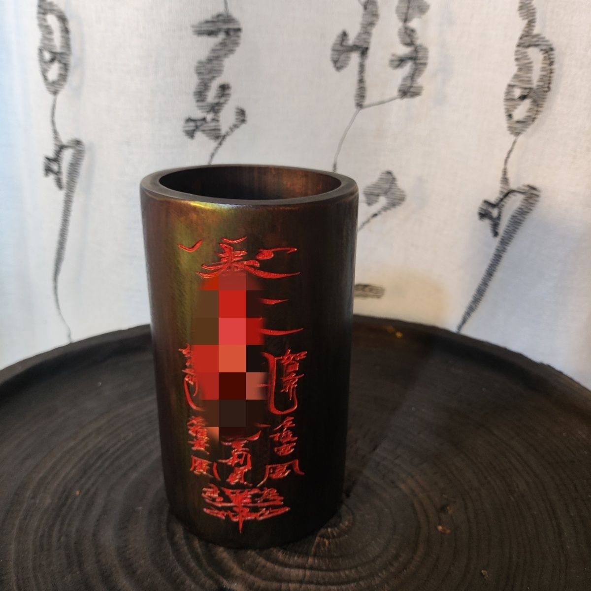 圆筒竹子笔雕复古做旧竹