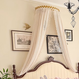复古蕾丝高级感床幔公主风女孩儿童家用卧室帘子网红拍照背景 法式