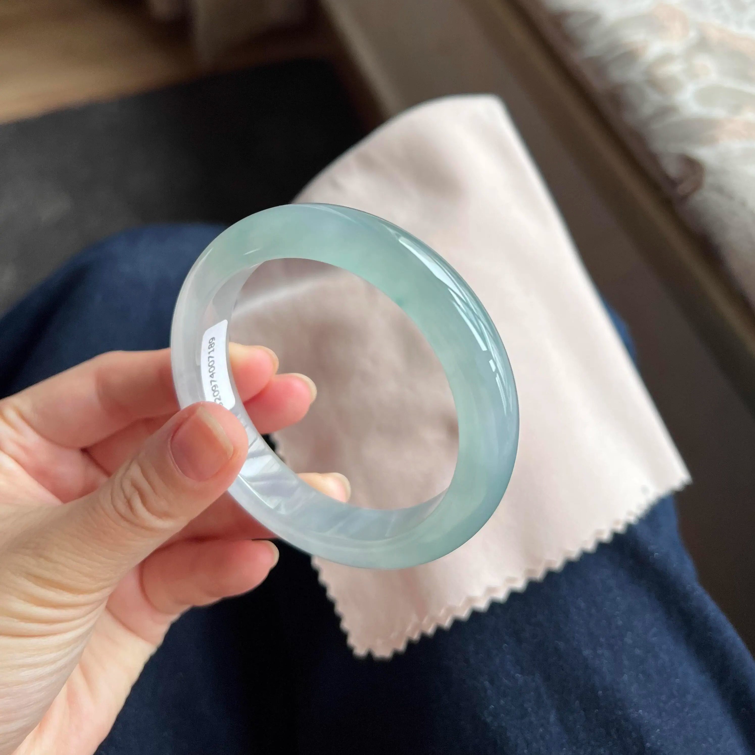 最相物“影空系列”缅甸冰透种翡翠玉手镯子女蓝水纯色真玉镯饰品