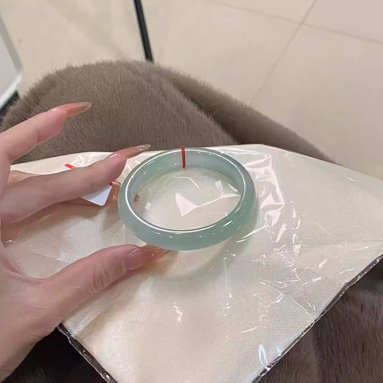 最相物"空青系列"冰种飘花翡翠玉手镯子女款贵妃高端缅甸玉石处理