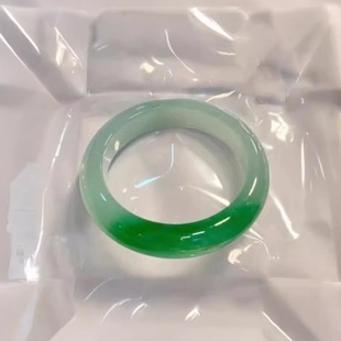 最相物“半见系列”缅甸翡翠手镯半山水阳绿飘花玉手镯子真玉处理