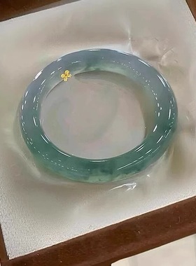 最相物“飘然系列”高冰透种缅甸翡翠玉手镯子冰透飘蓝花真玉正品