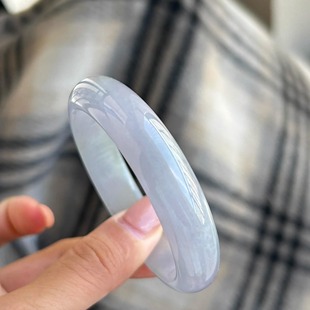 最相物“烟墨系列”高端缅甸翡翠女款紫罗兰春彩玉手镯子正品处理