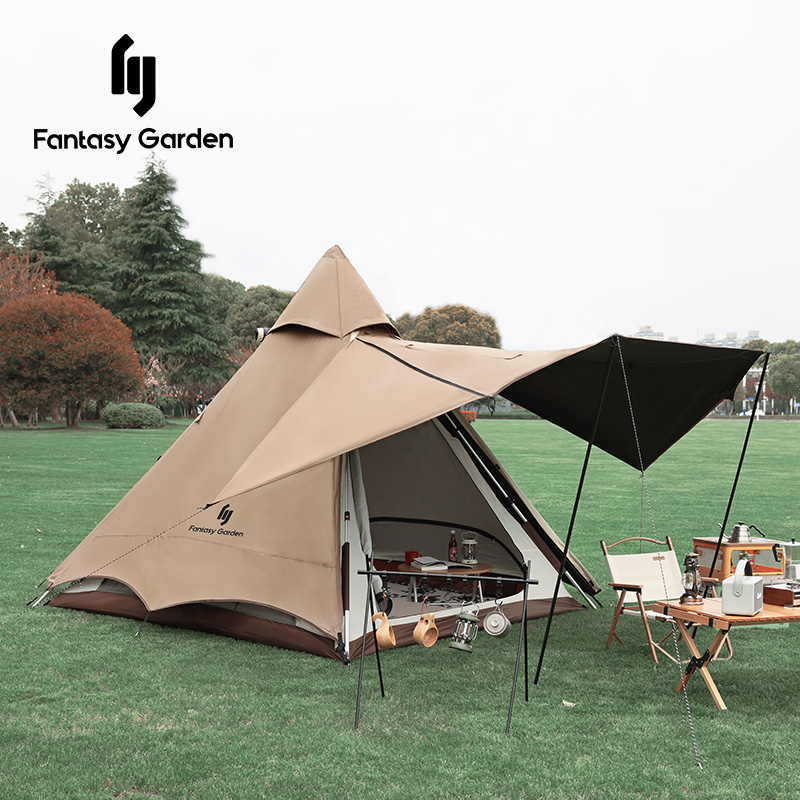 梦花园Fantasy Garden露营帐篷户外便携式折叠自动金字塔黑胶帐篷