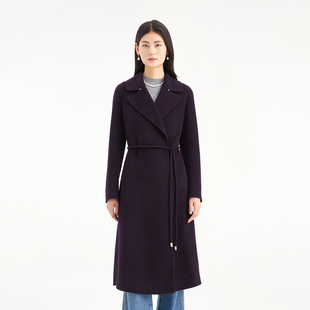 珂莱商场同款2025秋冬季新款女装气质通勤收腰羊毛双面呢大衣外套