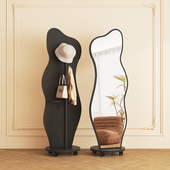 简约旋转穿衣落地镜子卧室立体移动创意不规则衣帽一体全身镜