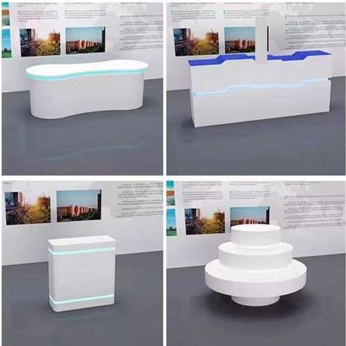 公司展厅产品展示台发光异形柜烤漆中岛科技模型展台圆形展柜定制