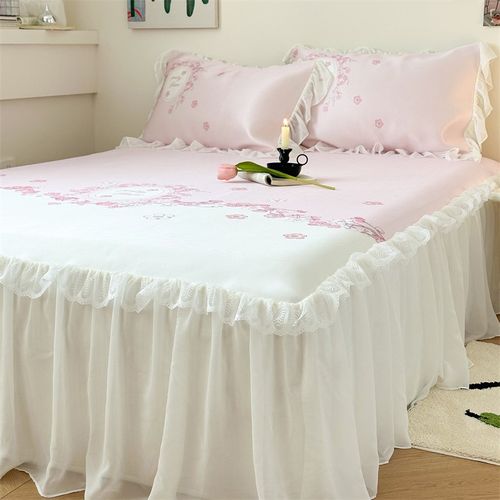 2025新款公主风床裙款冰丝凉席三件套夏季学生宿舍空调软席可机洗