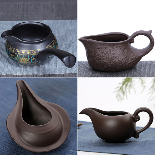 公道杯茶漏一体紫砂分茶器陶瓷功夫茶具配件哥窑茶海石磨过滤