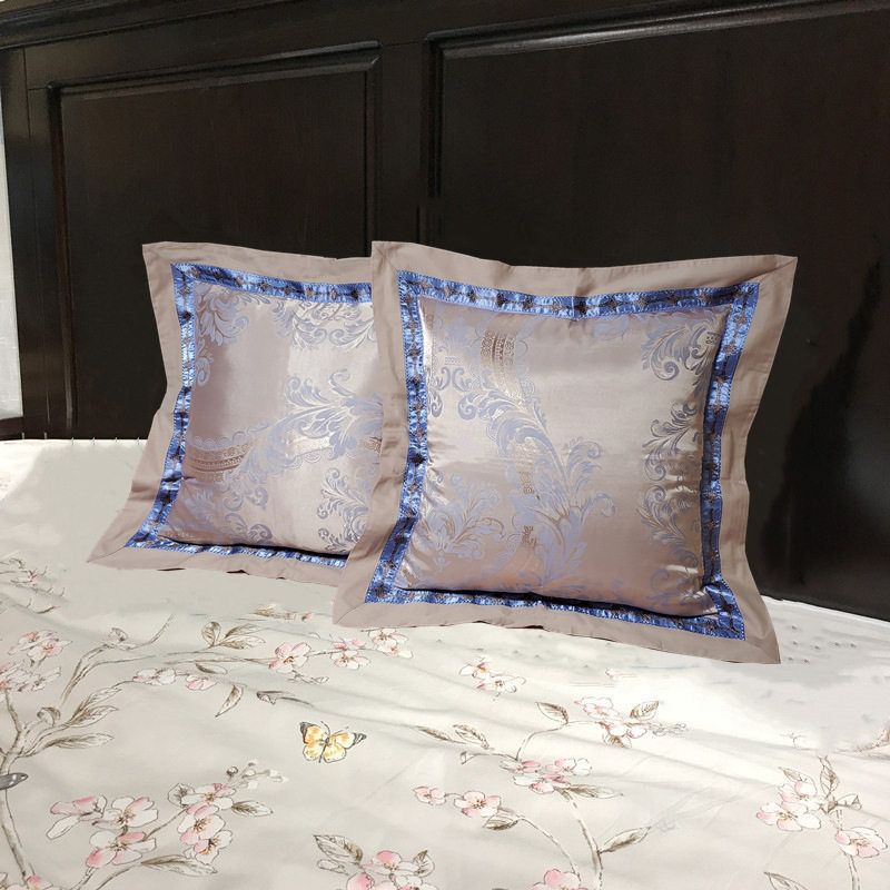 欧式全棉贡缎提花50x50床上靠背套沙发靠垫套子婚庆床头抱枕套
