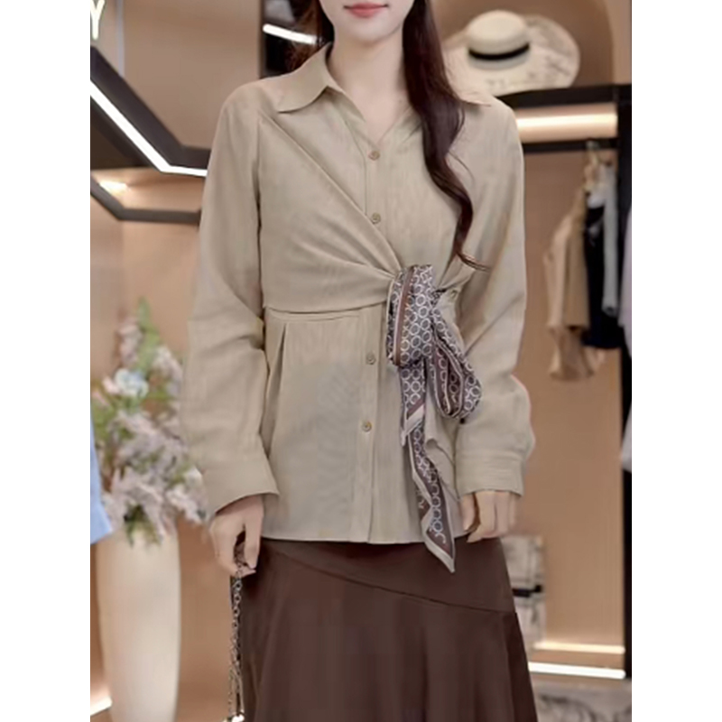 高级感蝴蝶结丝巾女士衬