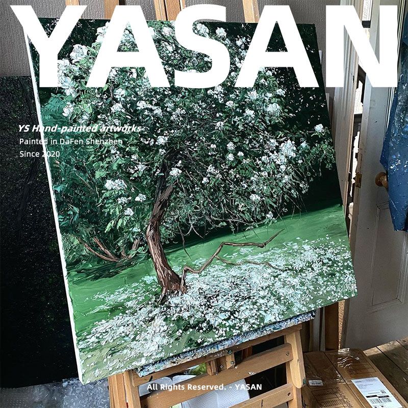 YASAN 现代纯手绘油画简约客厅植物花卉装饰画玄关过道小众艺术画图片
