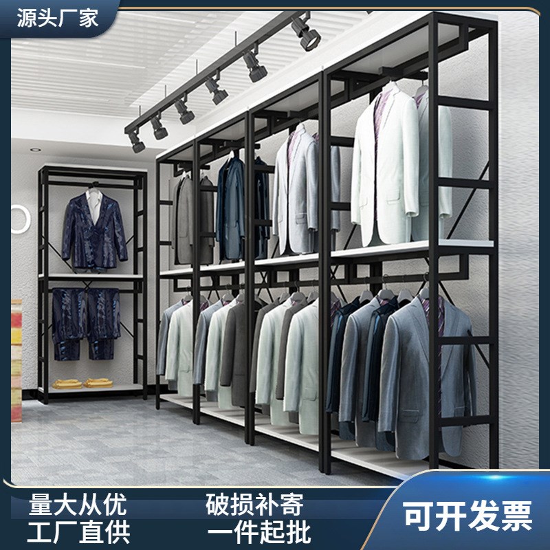 卧室挂衣架落地开放式衣柜金属衣帽间置物多功能家用简约双层组合