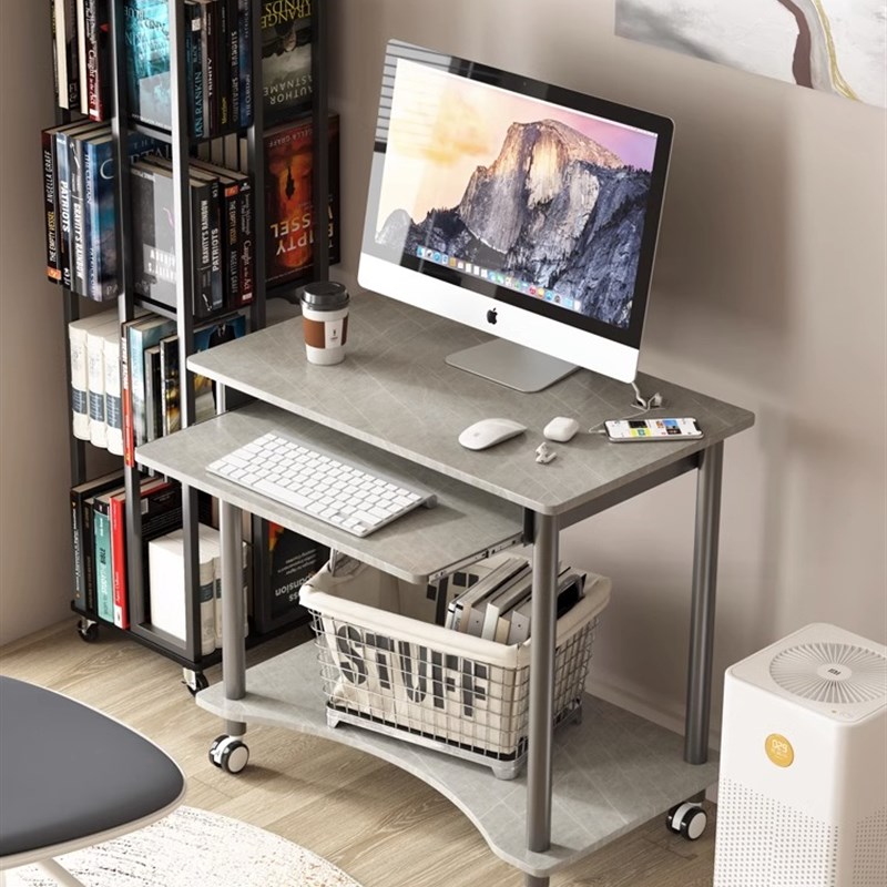 小型可移动电脑桌台式家用卧室学习桌写字桌小户型双层书桌电脑台
