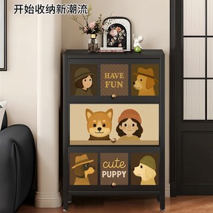 中古风斗柜客厅靠墙沙发侧边储物柜子餐边柜卧室置物柜铁皮收纳柜