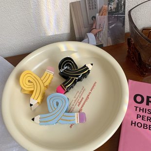 个性创意简约新款醋酸交叉拼接铅笔发抓鲨鱼夹后脑勺盘发甜美发饰