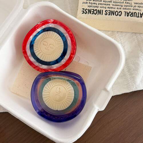 复古太阳神圆形醋酸抓夹撞色多层晕染质感鲨鱼夹小众个性 ins 风.
