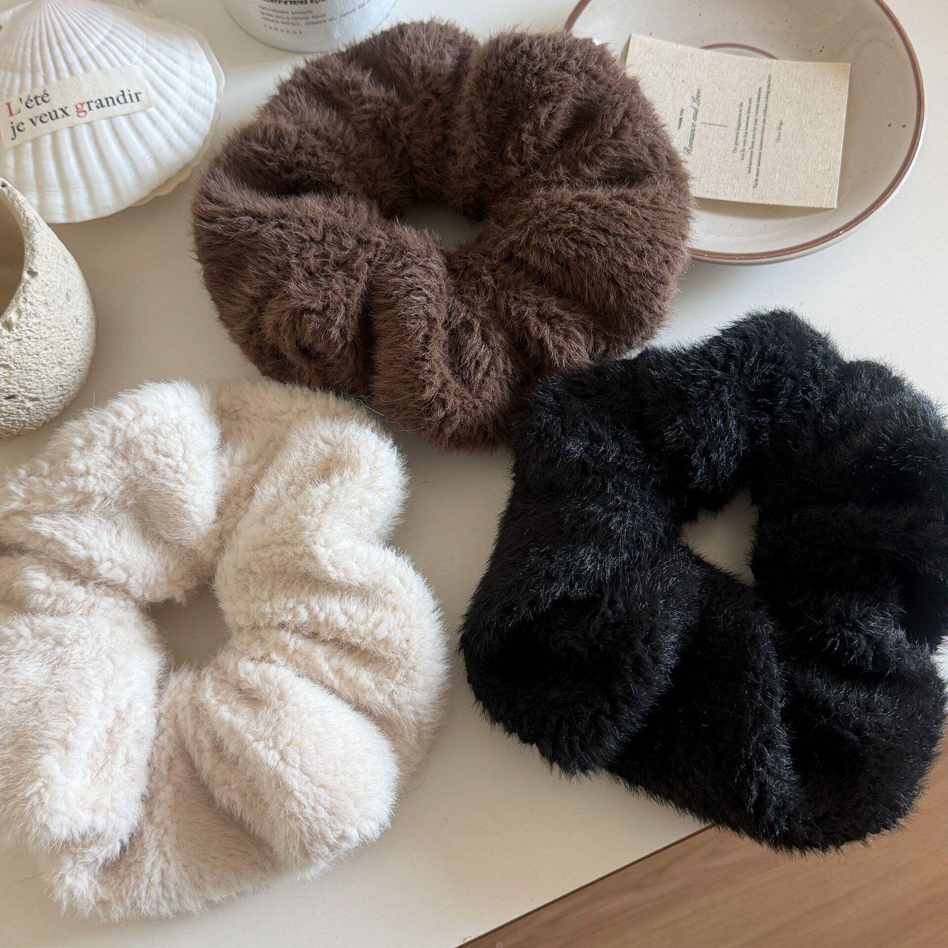 气质毛绒大肠发圈女秋冬扎头发毛毛发绳高弹力耐用头绳橡皮筋发饰