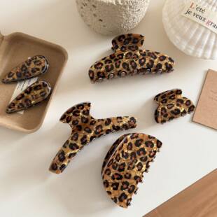 法式 仿醋酸抓夹气质玳瑁鲨鱼夹跨境发饰 豹纹抓夹简约百搭日韩版