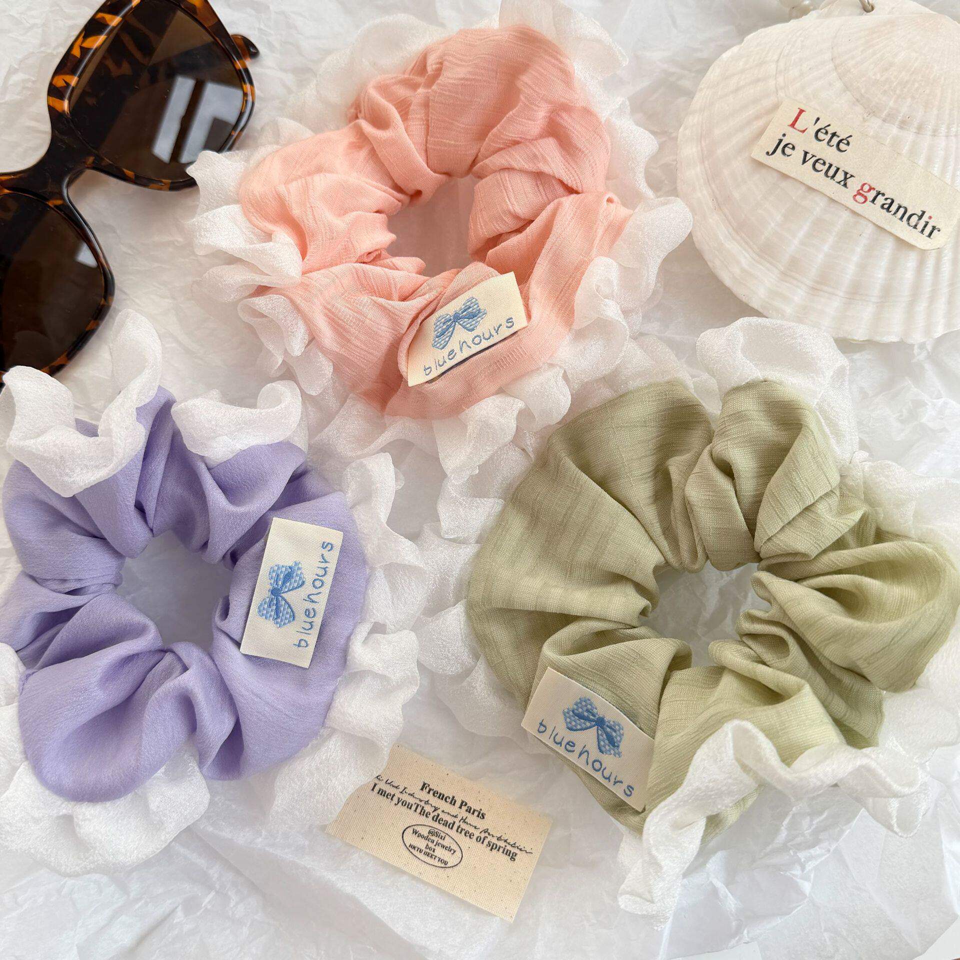 温柔奶油色蕾丝边大肠发圈少女感布艺发绳高弹力不伤发扎发头绳女