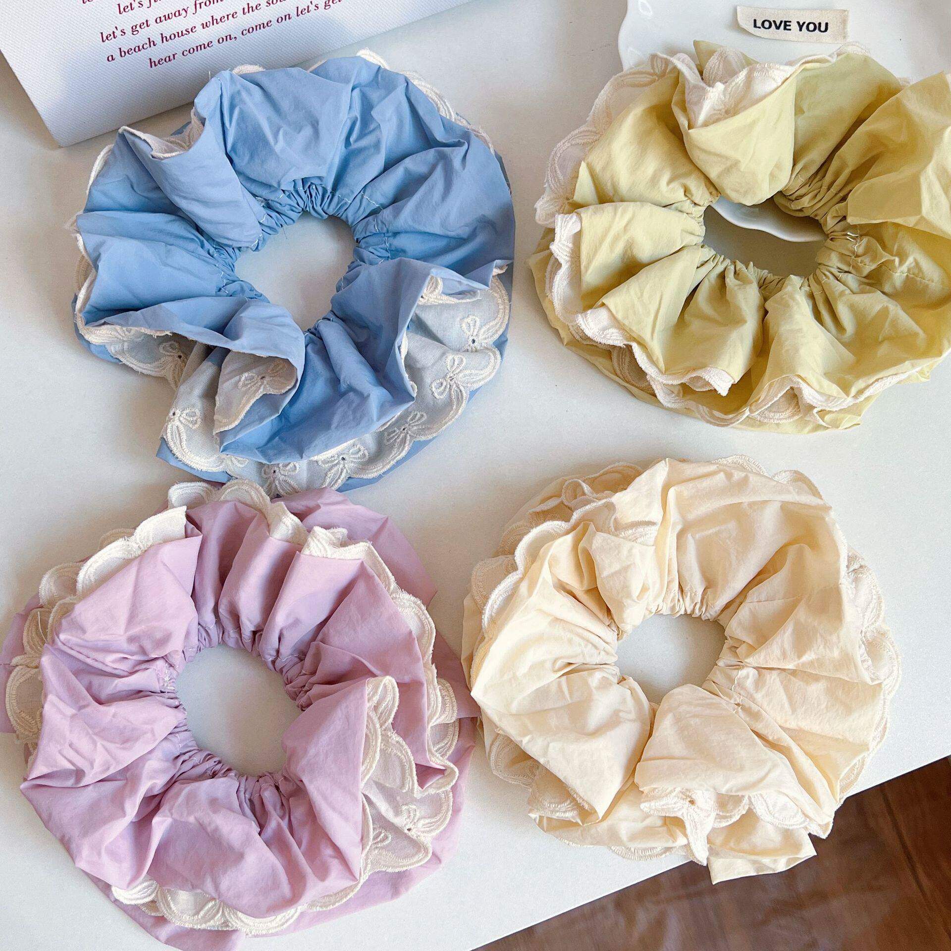 法式少女感蕾丝大肠发圈高弹力扎丸子头发绳超仙甜美温柔春夏发饰