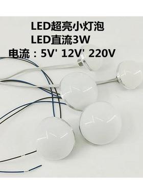 12V5V220V24VLED灯电瓶灯DC直流3W迷你小灯泡广告字装饰灯圆形