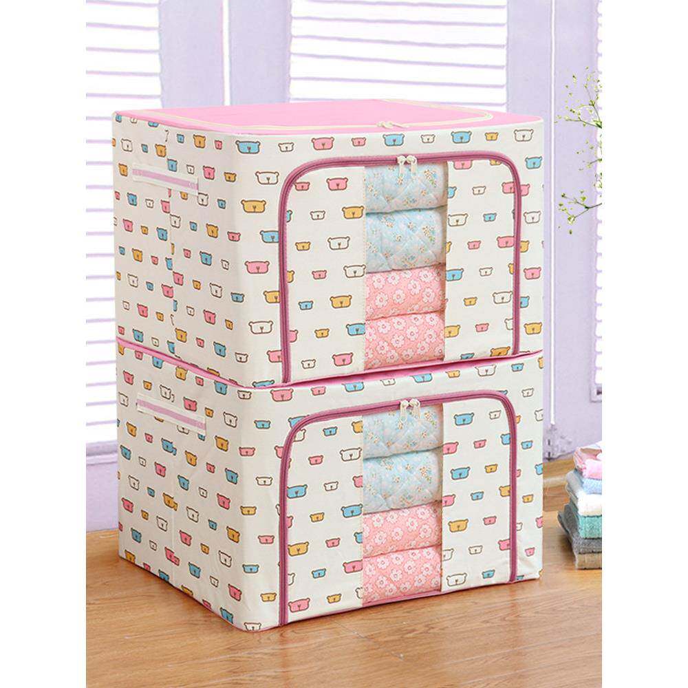 特大号装衣服收纳箱折叠钢架整理箱布艺储物箱衣柜棉被搬家袋框盒