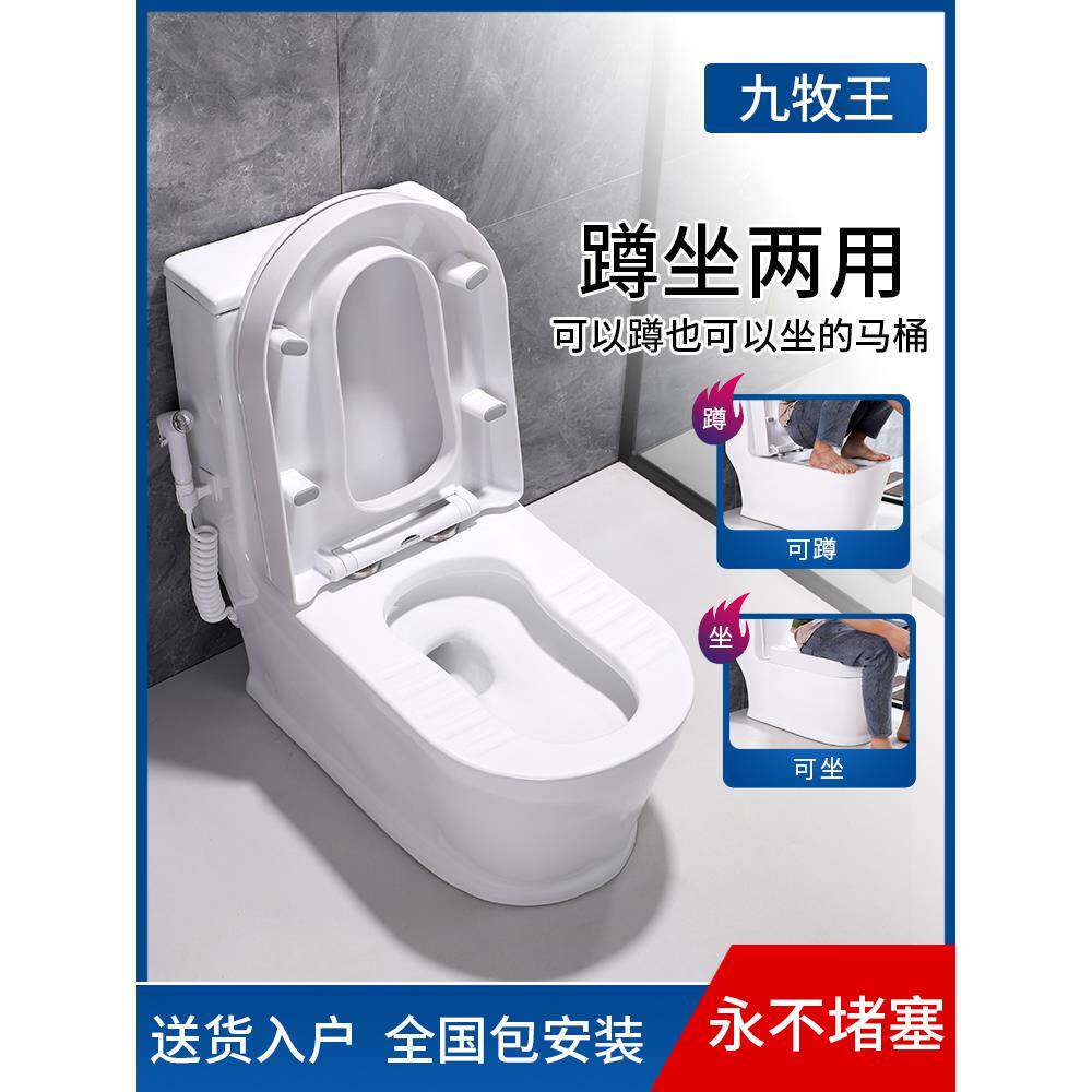 新款蹲坐两用马桶一体式可蹲可坐座便器双用蹲便器蹬坐厕二合一
