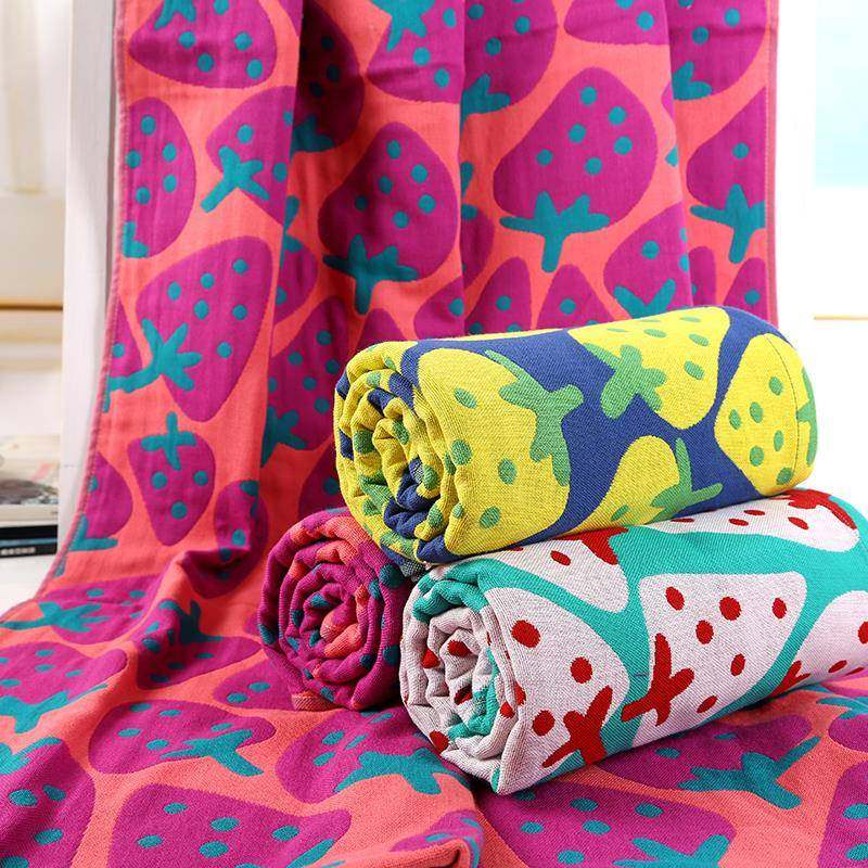 智阳爆款创意纯棉三层纱布草莓沐浴巾多功能可铺盖 加厚情侣吸水,居家布艺,浴巾,淘宝优惠券,粉丝福利购,淘宝优惠卷