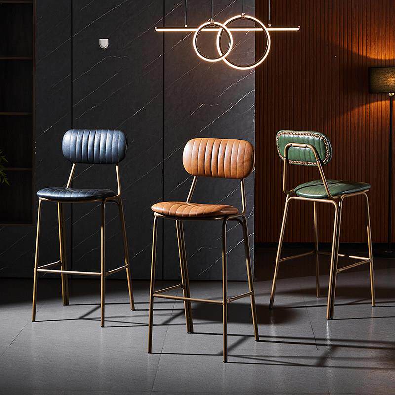 铁艺吧台椅loft工业风金属吧椅软包皮高脚椅覆古美式乡村高脚凳