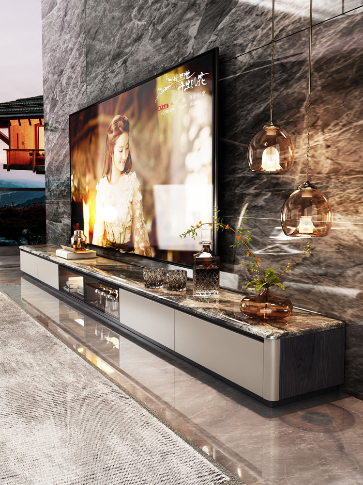 奢石高端落地茶几电视柜组合客厅2025新款大理石轻奢高级感地台