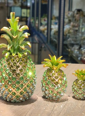 满钻凤梨合金摆件家居创意珐琅彩色工艺品贺礼商务礼品摆件