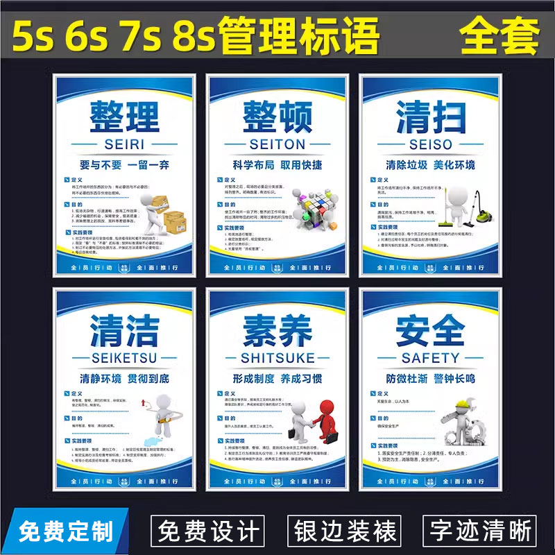 5s管理标识牌警告标志警示牌6s宣传标语现场制度牌上墙贴纸工厂生