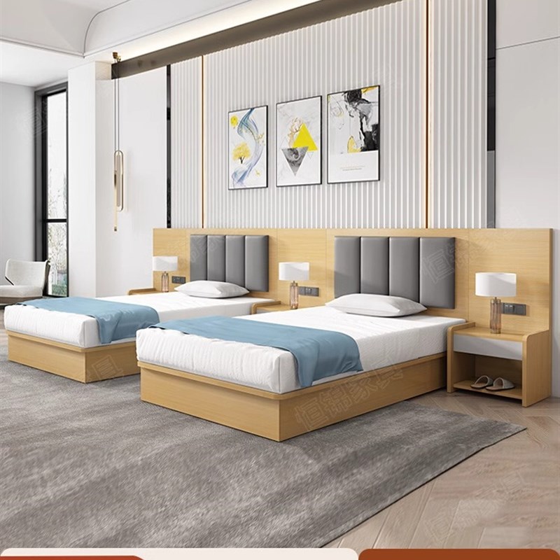 酒店家具标间全套宾馆专用客房床公寓大床民宿双床全季酒店床定制