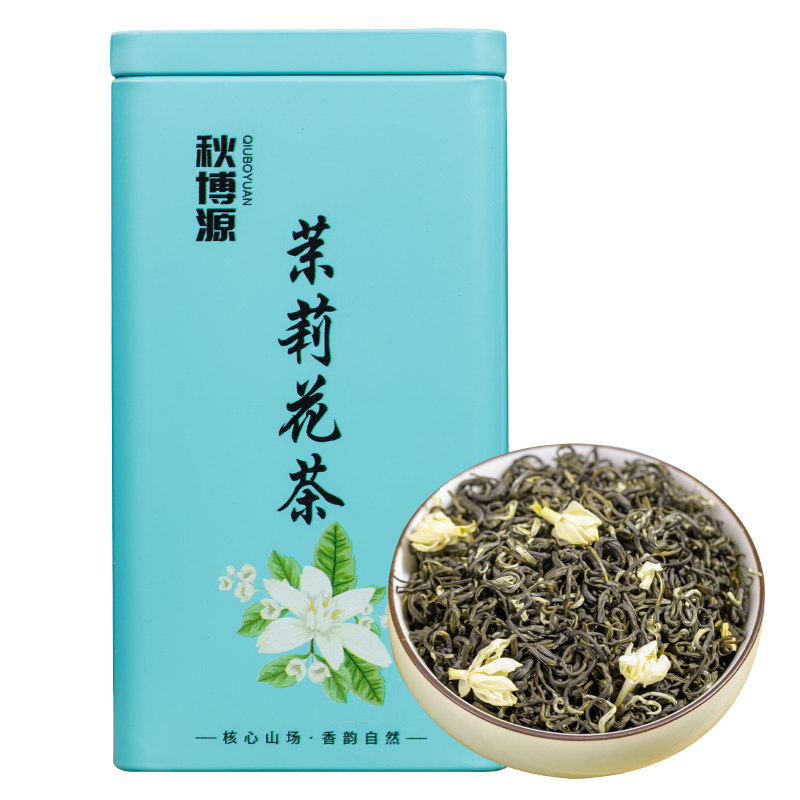 秋博源特级茉莉飘雪罐装浓香型自饮口粮茶叶茉莉花茶200g